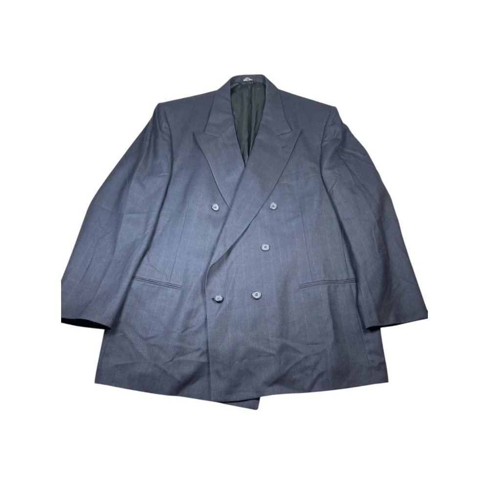 Perry Ellis Men's 45LG Navy 100% Worsted Wool‎ Double-Breasted Big & Tall Blazer